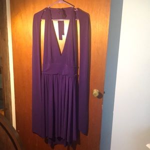 MODA International Purple Backless Halter Dress With Scarf/Belt